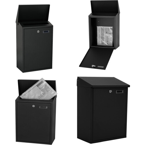 DWD Large Black Outdoor Wall Mounted Letter Box 2