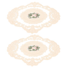 Set di 2 tovagliette ricamate carine, tovaglietta da tavola in pizzo stile francese retrò con tessuto di cotone e lino di alta qualità, versatile