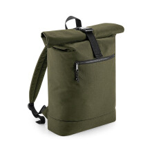 (One Size, Military Green) BagBase Unisex Recycled Roll-Top Backpack