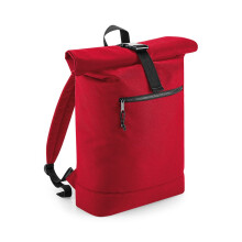 (One Size, Classic Red) BagBase Unisex Recycled Roll-Top Backpack