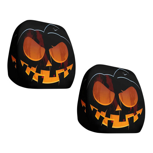 Universal Elastic Vehicle Seat Pillow Cases 2PCS-Evil Pumpkin