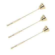 Set di 3 spegnifiamma a campana in ferro dorato con manico lungo, in set di estintori per candele