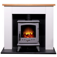 Adam Chester Stove Suite in Pure White with Aviemore Electric Stove in
