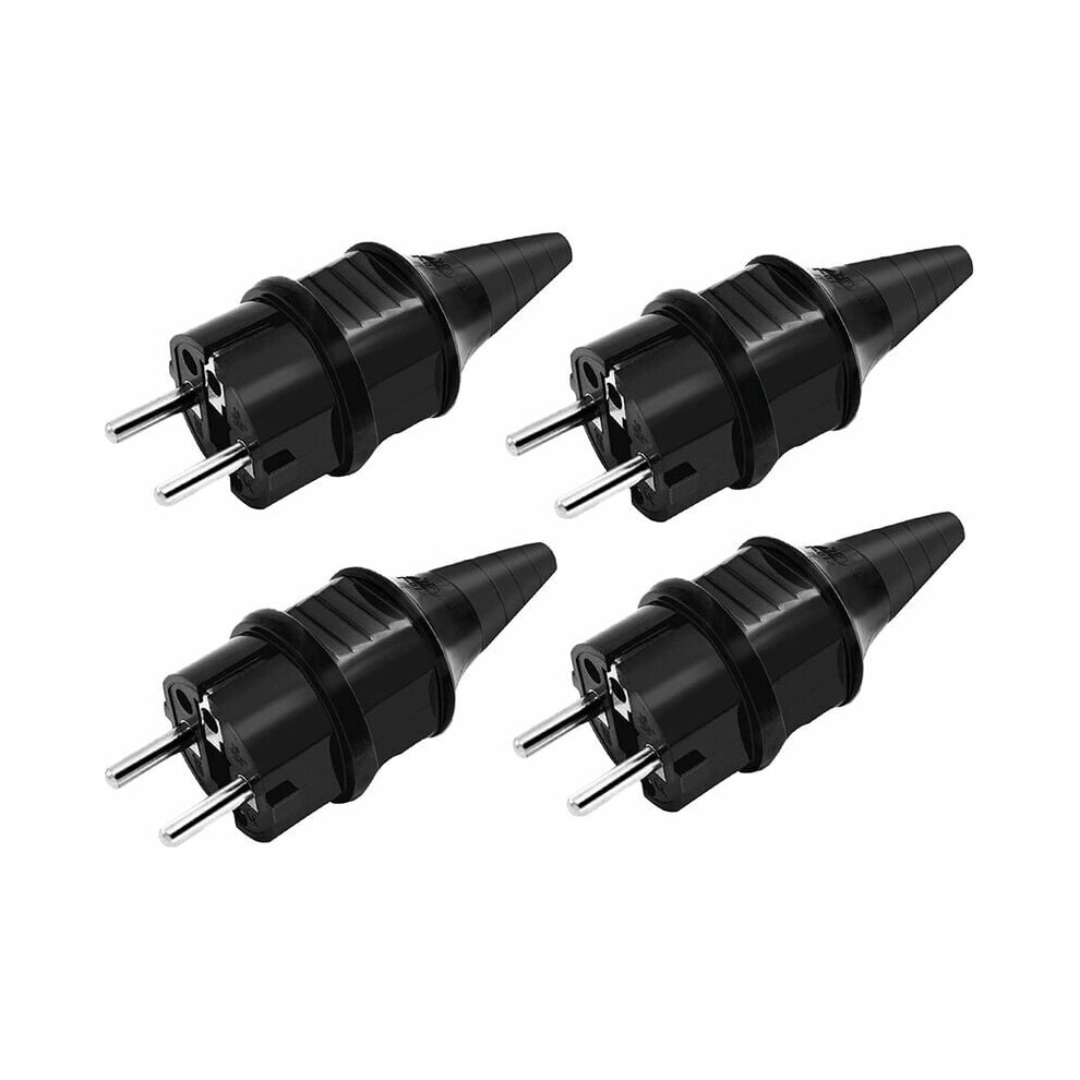 Schuko Power Adaptor, Residential Grade With Pvc Pure Copper Material, European Standard For 250V/16A Use, 4Pcs Black 9405630357356