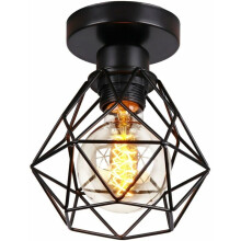 Plafonnier semi-encastré de style industriel pour une installation facile, design rétro vintage avec métal peint en noir pour les endroits secs.