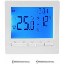 Termostato programable con días de antelación, bloqueo de seguridad a prueba de niños y funcionamiento inalámbrico para una colocación flexible.