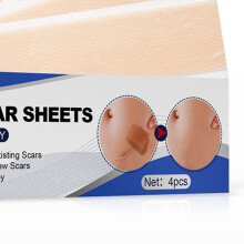 4pcs Transparent Silicone Scar Removal Tape, Easy Cut, 1.6x5.9in