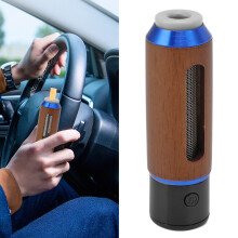 Portable Handheld Car Ashtray 50mAh, Blue, Aluminum & Walnut