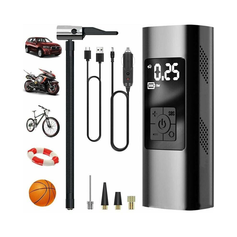 Auto Shut-Off Tire Inflator Portable Air Compressor, Led Rechargeable Cordless Air Pump With Digital Pressure Gauge, Multi-Functional Inflation Light 9173940424777