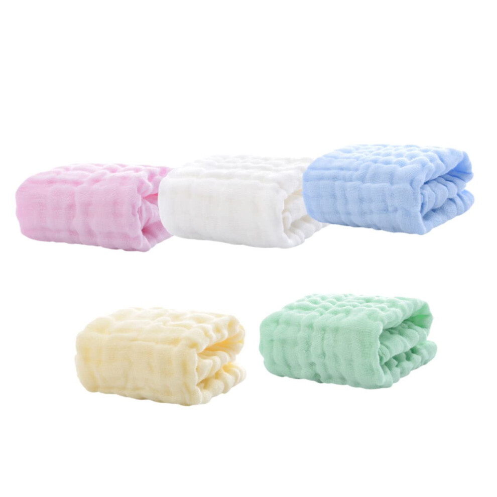 5Pcs Cotton Saliva Towels Multi Layer Newborn Drool Cloths Absorbent Durable Wipes Machine Washable Reusable Yellow/Green/White