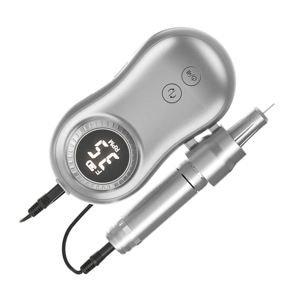 Silver 35000Rpm Rechargeable Lcd Nail Drill Machine With 6 Bits, Usb Powered