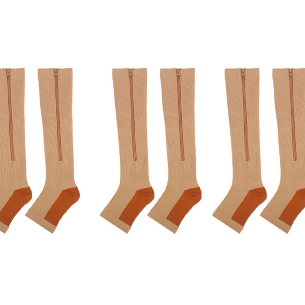 Zipper Compression Socks 3 Pairs, S/M, Breathable Calf Stockings