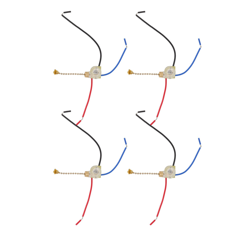 4Pcs Ceiling Fan Light Switch Set, 250V/125V, 3 Wire, Pull Chain Switch 5061372109833