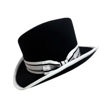Wool Bowler Hat for Women Men Unisex Warm Top Hat with Bowknot