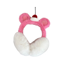 Adjustable Cartoon Bear Earmuffs for Women 2000s-Dark Pink