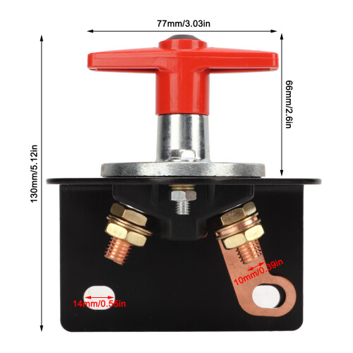 12V-60V 300A Battery Disconnect Switch with Locking Plate, 10mm Stud 2