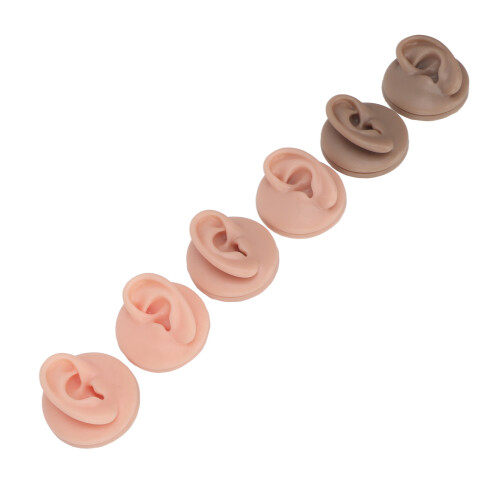 3 Pairs Soft Silicone Ear Models for Piercing Practice and Earring Display