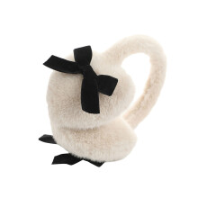 Stijlvolle, met lint verfraaide oorwarmers, thermisch-Beige