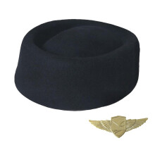 Chapeau béret uniforme en laine élégant, avec Badge d'hôtesse-UN