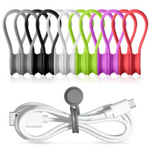 Enrouleur de câble en silicone réutilisable pour regrouper et organiser les câbles, clips magnétiques multifonctionnels, légers et portables,