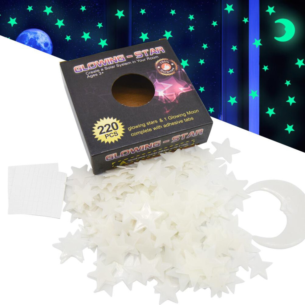 Glow In The Dark Stars for Ceiling, Non-Toxic Materials Ideal for Nurseries or Children's Rooms, Child Safe White During The Day, Fluorescent At Night