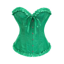 Corset Bustier sans bretelles réglable, détail en-vert jade XL