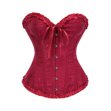 Bustier Push Up en dentelle pour femmes, Corset-vin rouge XXL