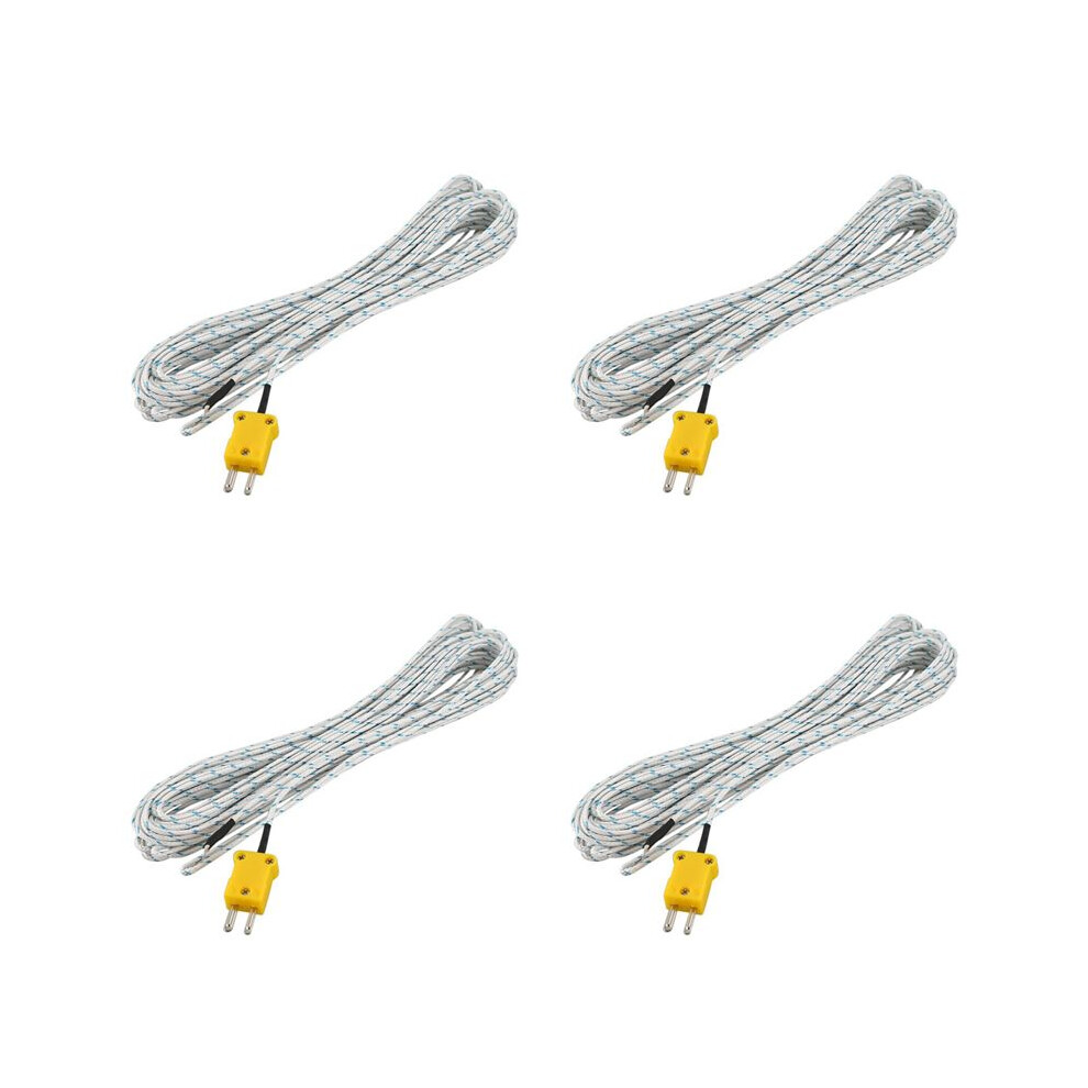 4X -50-250 Celsius K Type 10M Cable Temperature Sensor Thermocouple Probe White 6033059002408