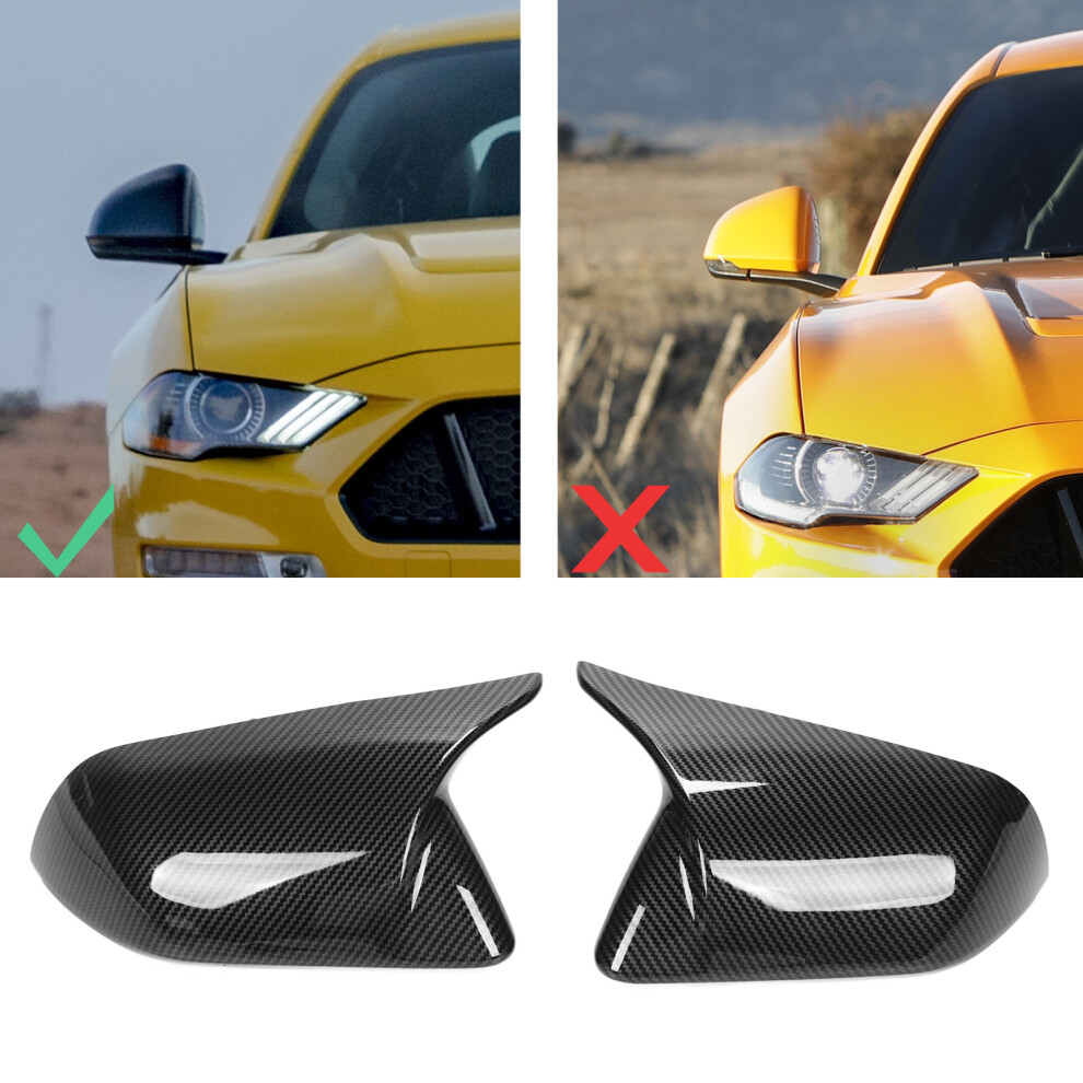 Carbon Style Mirror Cover Caps For Ford Mustang 2Pcs Set Lh & Rh 7681372119236