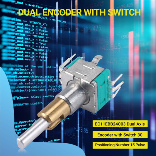 5PCS EC11EBB24C03 Dual Axis Encoder with  30 Positioning Number 15 Pulse Point Handle 25mm 2
