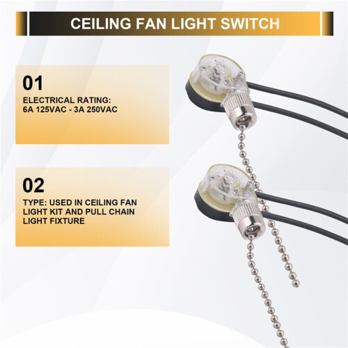 3Pack Ceiling Fan Light  ZE-109 Fan  Ceiling Pull Chain  Replacement (Nickel) 1