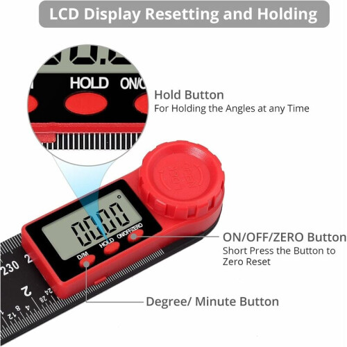 Efficient Digital Angle Finder, Stainless Steel Digital Angle Ruler Offers Patented Measuring Technology And Reverse Angle Function For Unmatched 1