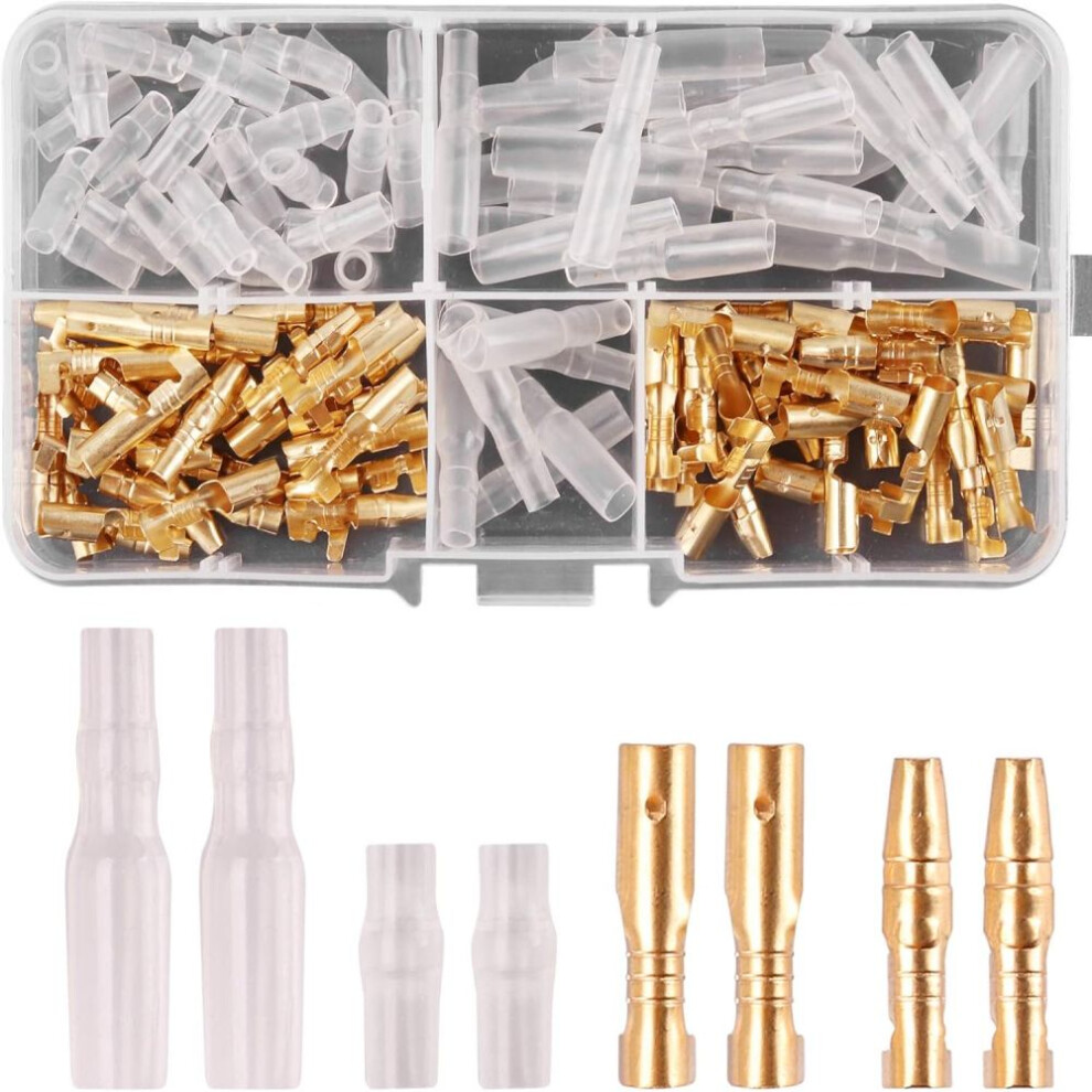 Car Motorcycle Electrical Connector Set For Diy And Professional Use, Bullet Connectors Kit With Brass Bullet Crimp Terminal Connectors, Insulation 9173940471559