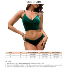 Damen grüner Samt-Hochtaillen-Bikini-Set, tiefes V-Ausschnitt, Größe M
