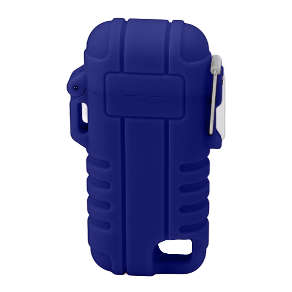 Blue Rechargeable Windproof Dual Arc Lighter Waterproof 48X85x18.5mm