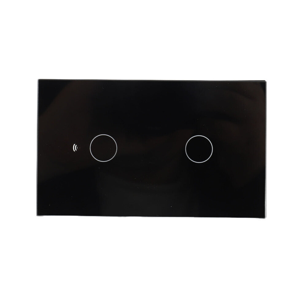 Wifi Smart Touch Panel 2 Gang Light Switch Black Remote App Voice Control 7601380970544