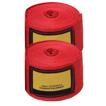 2 pièces de bandes de boxe de 3 m en coton rouge, bandages de kickboxing, gants de protection