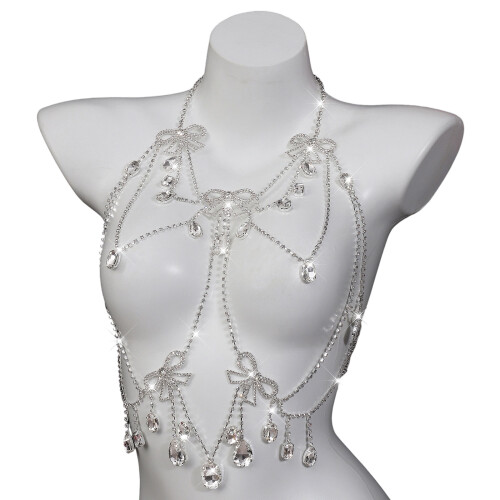 Stylish Layered Bikini Necklace Wearable Chain With-Silver