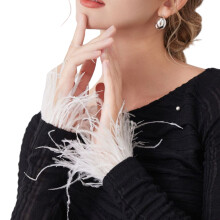 Ostrich Plume Arm Sleeves False Sleeves for Evening Event Casual