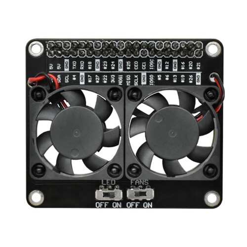 Double Cooling Fan Expansion Module LED Backlights for Raspberry