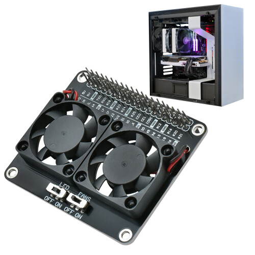 Double Cooling Fan Expansion Module LED Backlights for Raspberry 2