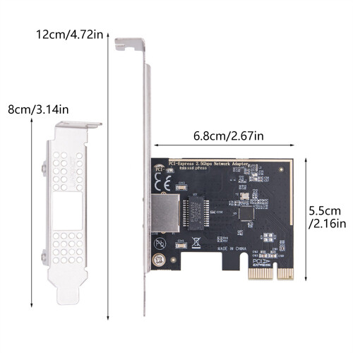2.5Gbps PCIExpress Networking Adapters RJ45 8Pin Interfaces 2