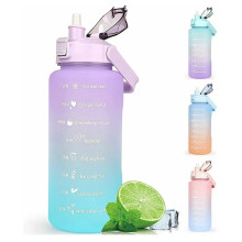 Grande bottiglia d'acqua sportiva da 2,2 L, a prova di perdite, portatile in PP, per outdoor, blu/arancione