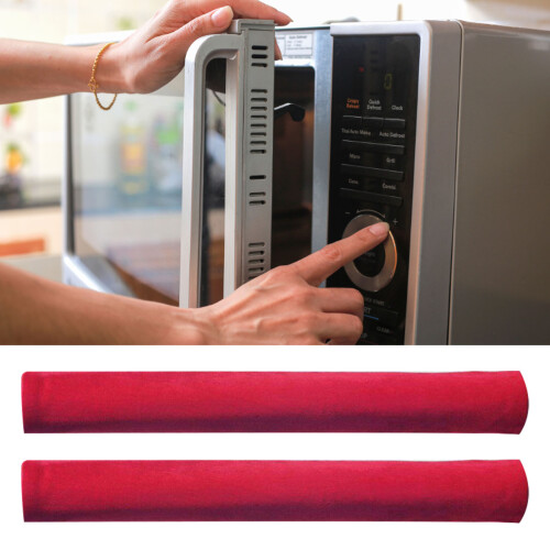 2 Stück weiche Polyester-Baumwolle Kühlschranktürgriff-Abdeckungen, Rot 2