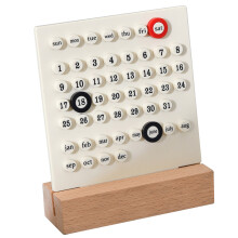 Wooden Kids Calendar DIY Hand Operated Perpetual Calendar for Home White