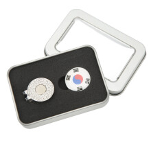 Silver Iron Golf Ball Marker Hat Clip with National Flag Pattern, 45g