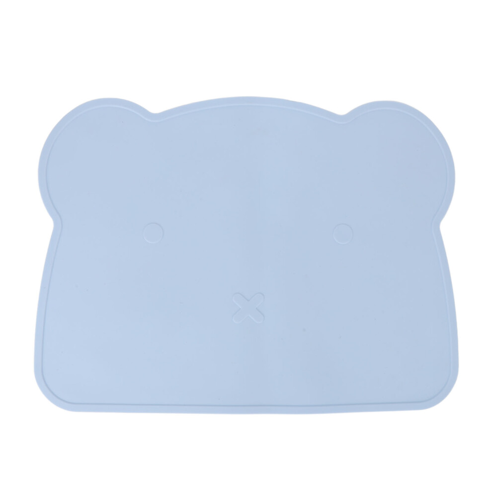 Bear-Shaped Silicone Mat for Kids, Washable Dining Table Food Mat with Raised Edge, Foldable & Portable Placemat for Toddlers, Non-Slip and