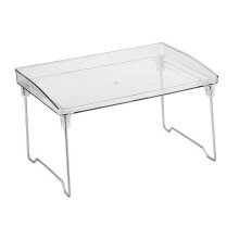 Stackable Kitchen Counter Shelves with Double Layer Storage, Clear Plastic Storage Shelves Rack for Cabinet Organizer Shelf and Countertop