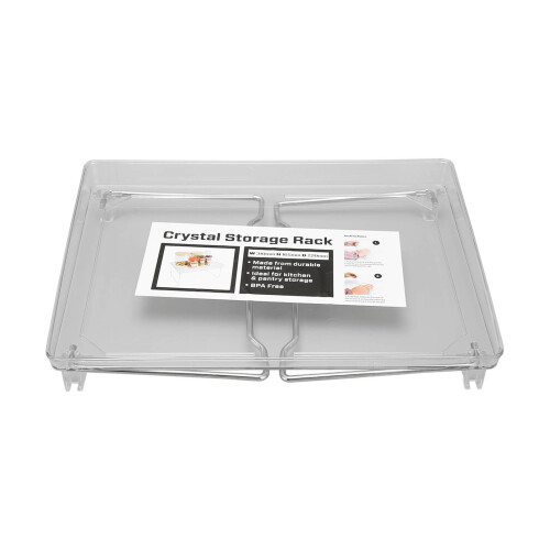 Transparent Desktop Storage Rack with Reinforced Frame, Foldable Space Saving Countertop Shelving for Kitchen Bathroom Office, Stackable Modern 2