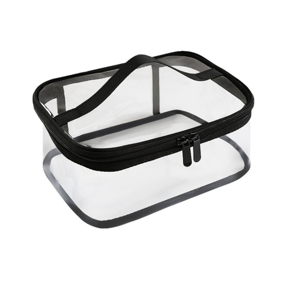 Makeup Bag Multifunction Vacation Organizer, Double Zippers Bathroom Cosmetic Pouch with Transparent Design for Quick Access, Waterproof Cosmetics